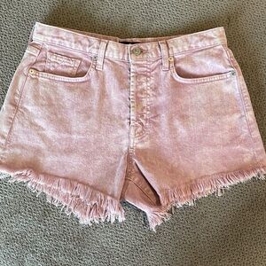 NWOT 7 for All Mankind light pink distressed denim shorts with button fly